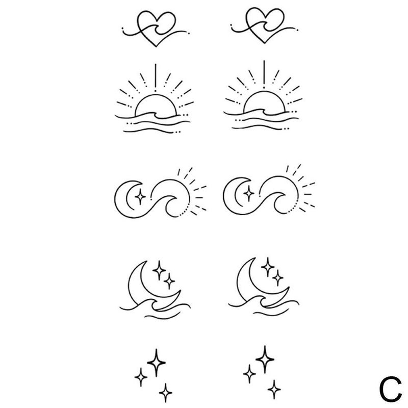 Minimalist Waterproof Temporary Tattoo Stickers, Semi-Permanent, Long-Lasting, Waterproof, Rub-Resistant, Realistic Tattoo Colors, Won't Fade. 1pc